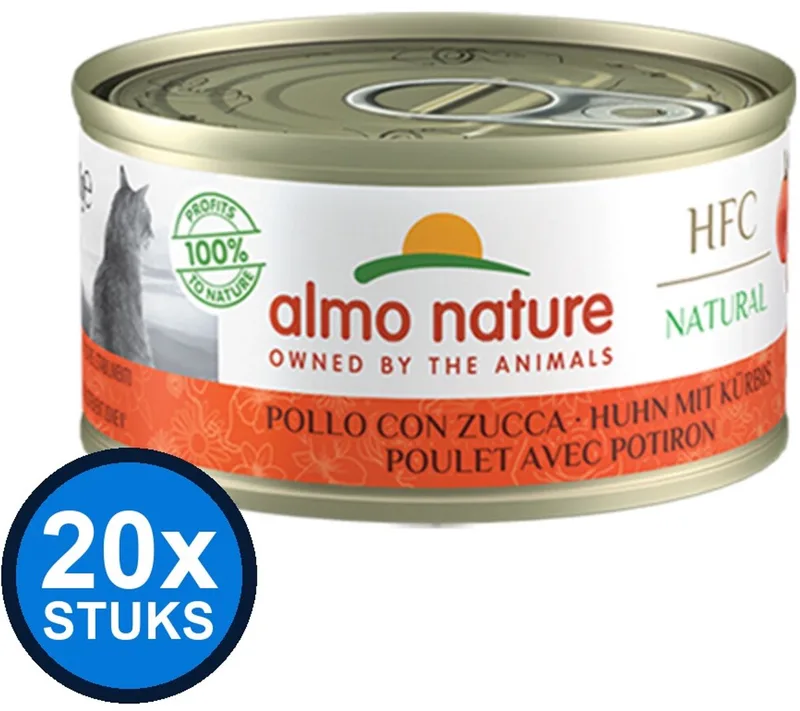 20x Almo Nature HFC - Kattenvoer Natvoer Blik - Natural - Kip & Pompoen - 70g de Almo Nature – photo produit