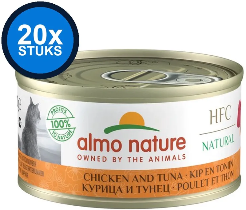 20x Almo Nature HFC - Kattenvoer Natvoer Blik - Natural - Kip & Tonijn - 70g de Almo Nature – photo produit