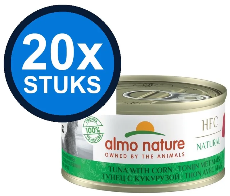 20x Almo Nature HFC - Kattenvoer Natvoer Blik - Natural - Tonijn & Maïs - 70g von Almo Nature – Produktfoto