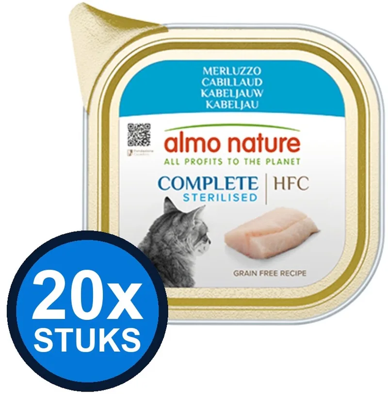 20x Almo Nature HFC - Kattenvoer Natvoer Kuipje - Gesteriliseerd Complete - Kabeljauw - 85g von Almo Nature – Produktfoto