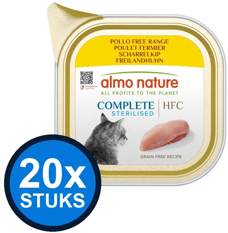 20x Almo Nature HFC - Kattenvoer Natvoer Kuipje - Gesteriliseerd Complete - Vrije Uitloop Kip - 85g von Almo Nature – Produktfoto