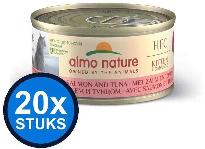 20x Almo Nature HFC - Kitten Kattenvoer Natvoer Blik - Complete - Zalm & Tonijn - 70g de Almo Nature – photo produit