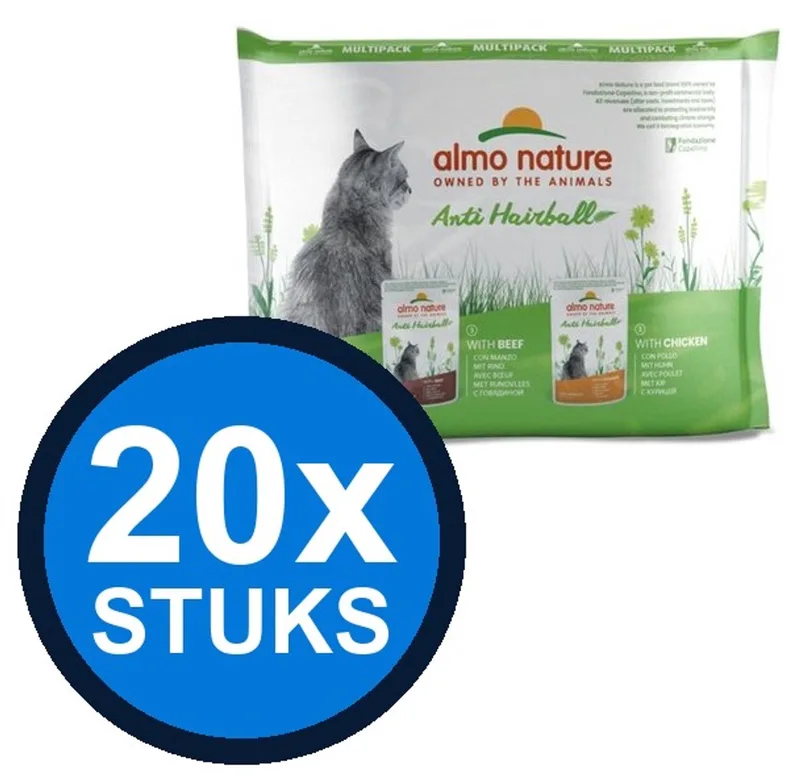 20x Almo Nature Holistic - Kattenvoer Natvoer Maaltijdzakje - Anti-Haarbal - Kabeljauw & Kip - 6x70g de Almo Nature – photo produit