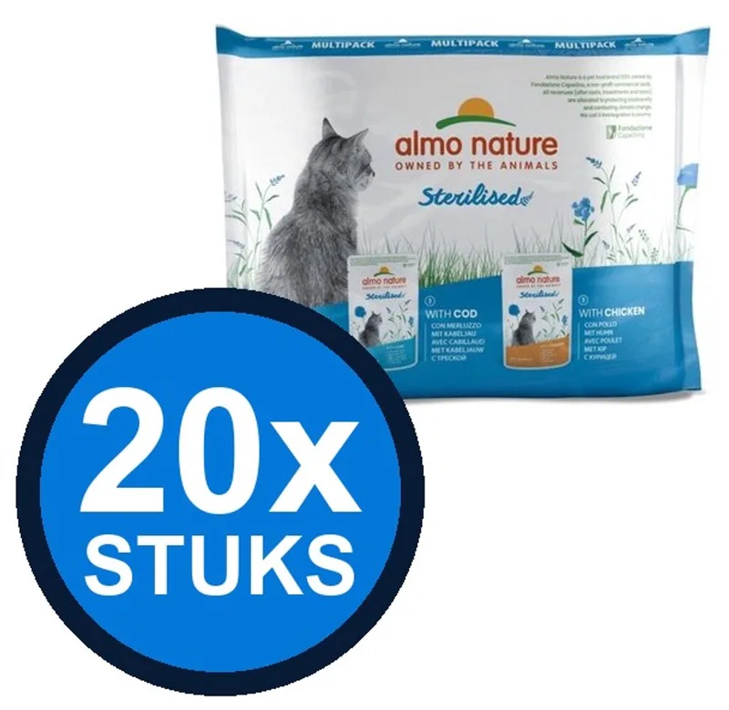20x Almo Nature Holistic - Kattenvoer Natvoer Maaltijdzakje - Gesteriliseerd - Rund & Kip - 6x70g by Almo Nature – product photo