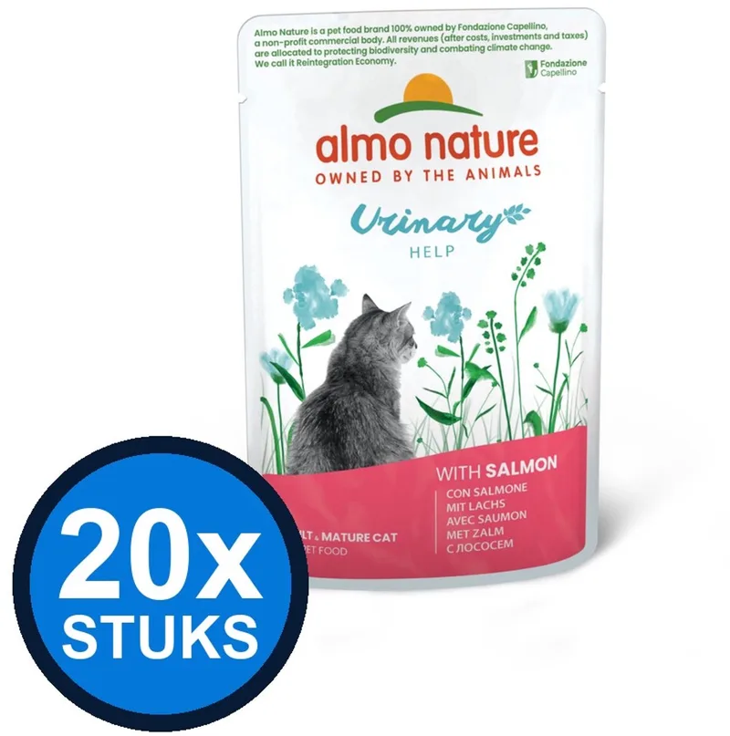 20x Almo Nature Holistic - Kattenvoer Natvoer Maaltijdzakje - Urinary Help - Zalm - 70g by Almo Nature – product photo