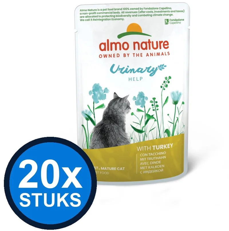 20x Almo Nature Holistic - Kattenvoer Natvoer Maaltijdzakje - Urinary Help - Kalkoen - 70g de Almo Nature – photo produit