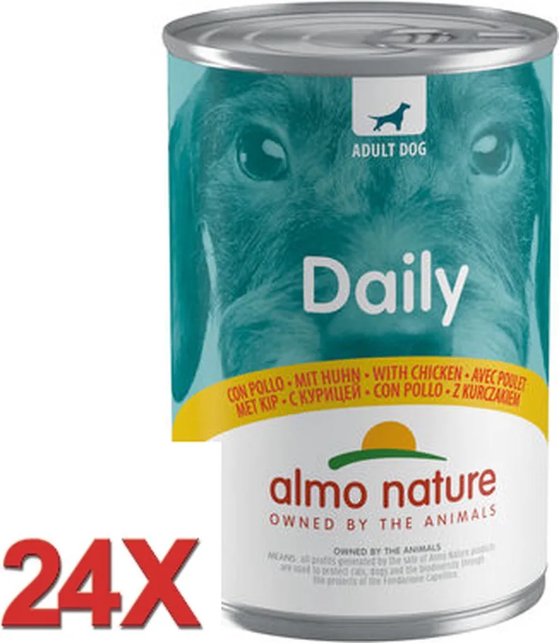 24x Almo Nature Daily - Hondenvoer Natvoer Blik - Kip - 400g de Almo Nature – photo produit