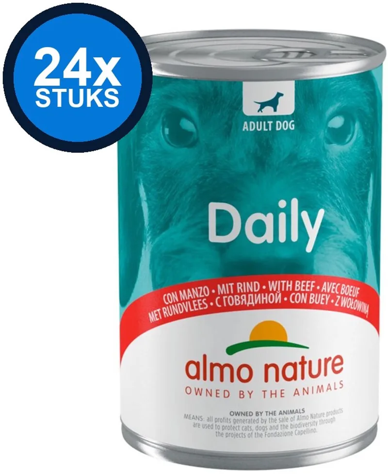 24x Almo Nature Daily - Hondenvoer Natvoer Blik - Rund - 400g von Almo Nature – Produktfoto