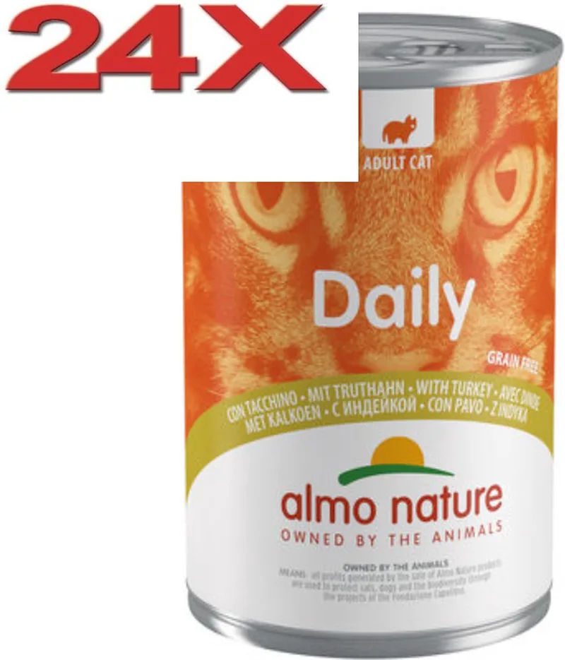 24x Almo Nature Daily - Kattenvoer Natvoer Blik - Kalkoen - 400g by Almo Nature – product photo