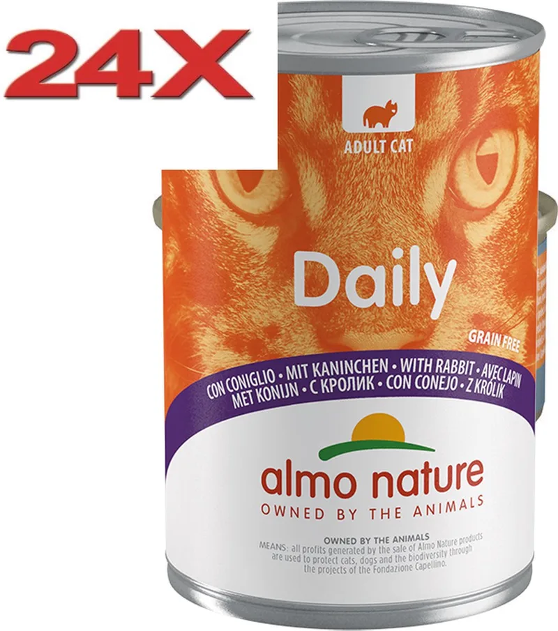 24x Almo Nature Daily - Kattenvoer Natvoer Blik - Konijn - 400g de Almo Nature – photo produit
