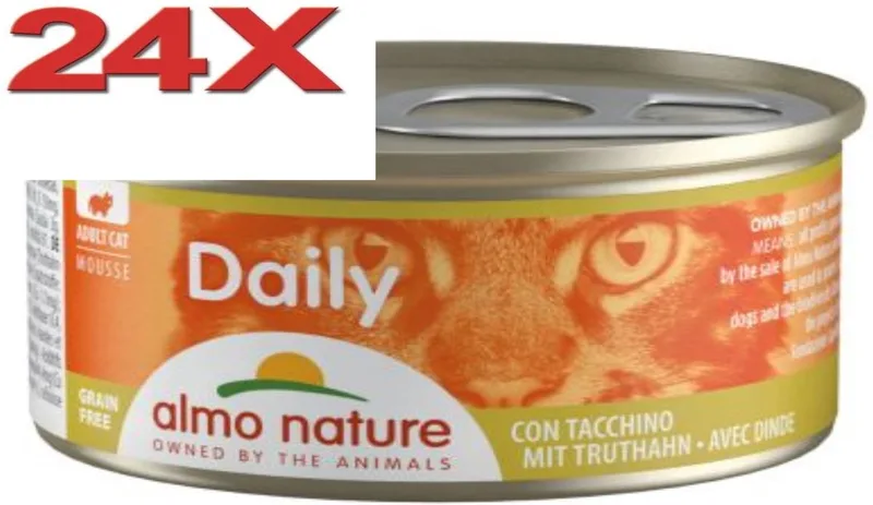 24x Almo Nature Daily - Kattenvoer Natvoer Blik - Mousse - Kalkoen - 85g by Almo Nature – product photo