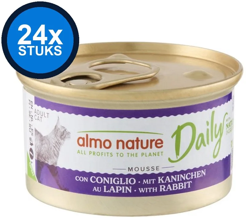 24x Almo Nature Daily - Kattenvoer Natvoer Blik - Mousse - Konijn - 85g by Almo Nature – product photo