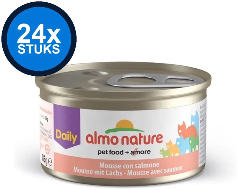 24x Almo Nature Daily - Kattenvoer Natvoer Blik - Mousse - Zalm - 85g de Almo Nature – photo produit