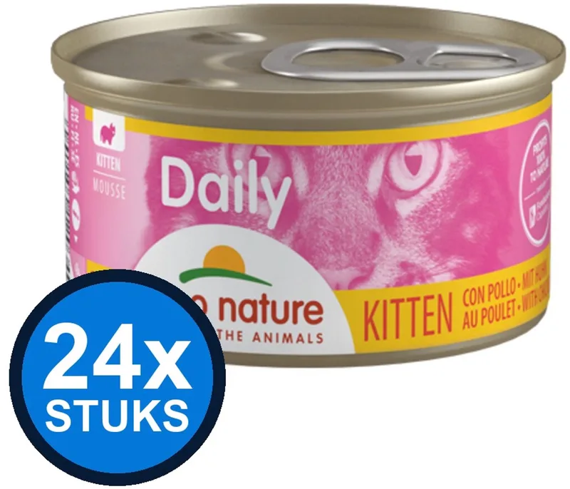 24x Almo Nature Daily - Kitten Kattenvoer Natvoer Blik - Mousse - Kip - 85g de Almo Nature – photo produit