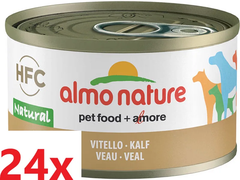 24x Almo Nature HFC - Hondenvoer Natvoer Blik - Natural - Kalfsvlees - 95g von Almo Nature – Produktfoto