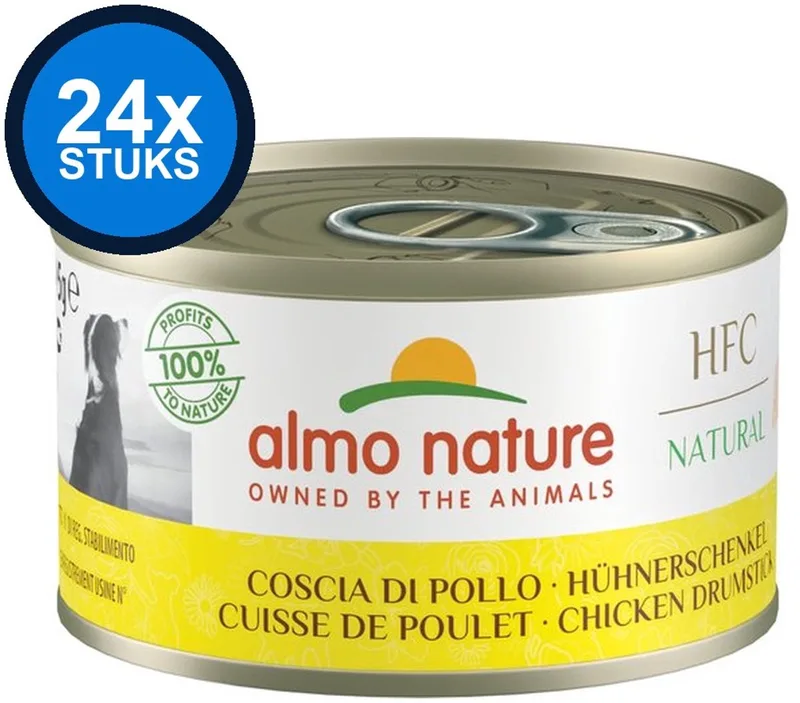 24x Almo Nature HFC - Hondenvoer Natvoer Blik - Natural - Kippenboutvlees - 95g by Almo Nature – product photo