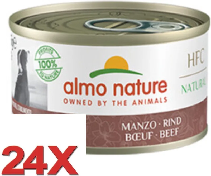 24x Almo Nature HFC - Hondenvoer Natvoer Blik - Natural - Rundvlees - 95g de Almo Nature – photo produit