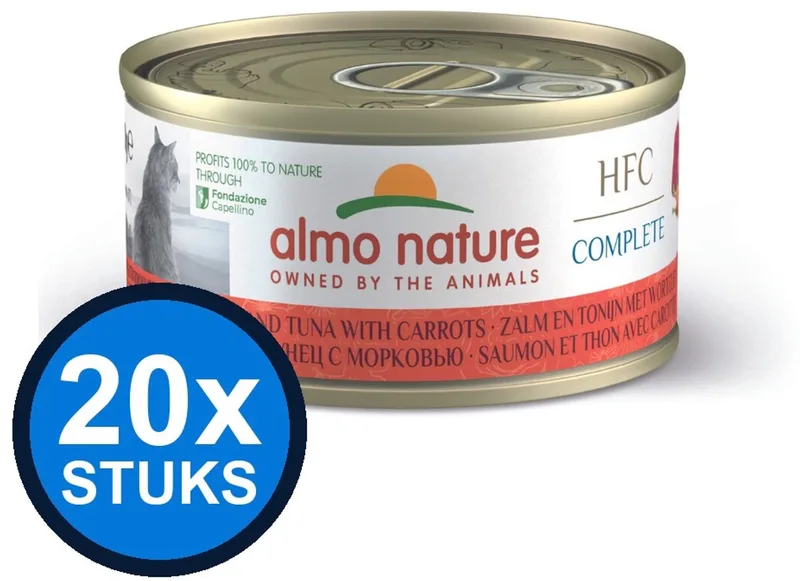 24x Almo Nature HFC - Kattenvoer Natvoer Blik - Complete - Zalm & Tonijn & Wortel - 70g von Almo Nature – Produktfoto