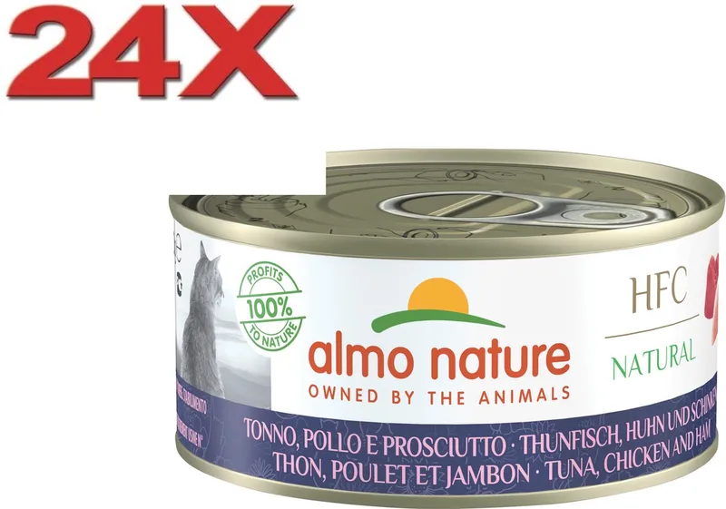 24x Almo Nature HFC - Kattenvoer Natvoer Blik - Cuisine - Tonijn & Kip & Ham - 70g by Almo Nature – product photo