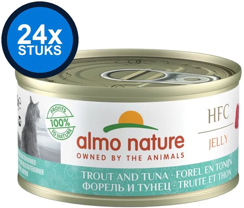 24x Almo Nature HFC - Kattenvoer Natvoer Blik - Gelei - Forel & Tonijn - 70g by Almo Nature – product photo