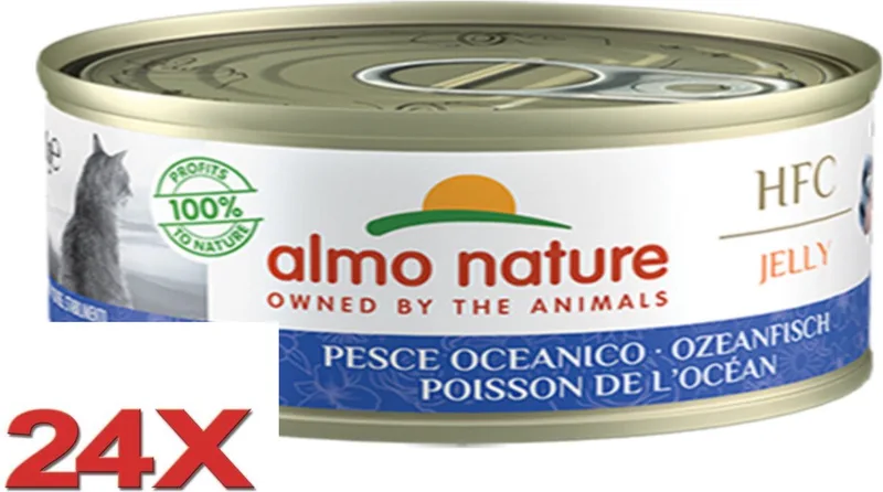 24x Almo Nature HFC - Kattenvoer Natvoer Blik - Gelei - Oceaanvis - 70g von Almo Nature – Produktfoto