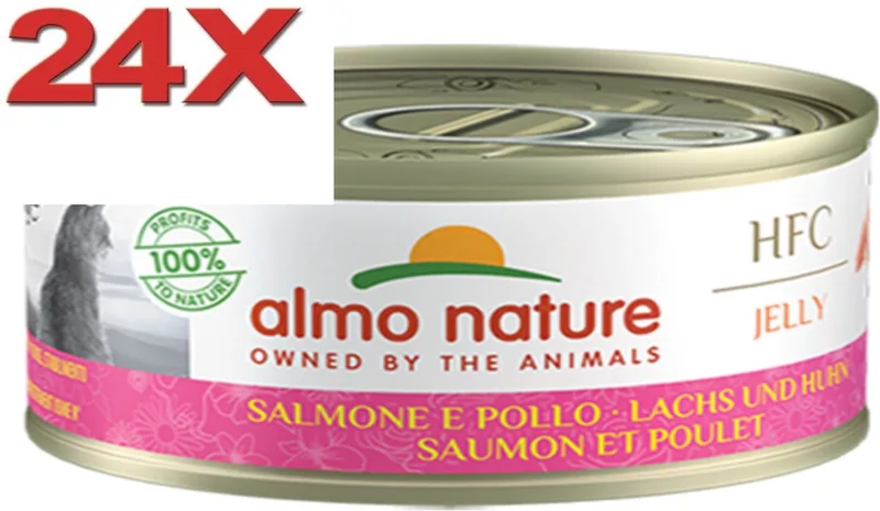 24x Almo Nature HFC - Kattenvoer Natvoer Blik - Gelei - Zalm & Kip - 70g von Almo Nature – Produktfoto