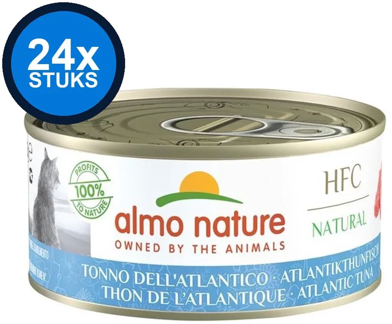 24x Almo Nature HFC - Kattenvoer Natvoer Blik - Natural - Atlantische Oceaan Tonijn - 150g de Almo Nature – photo produit