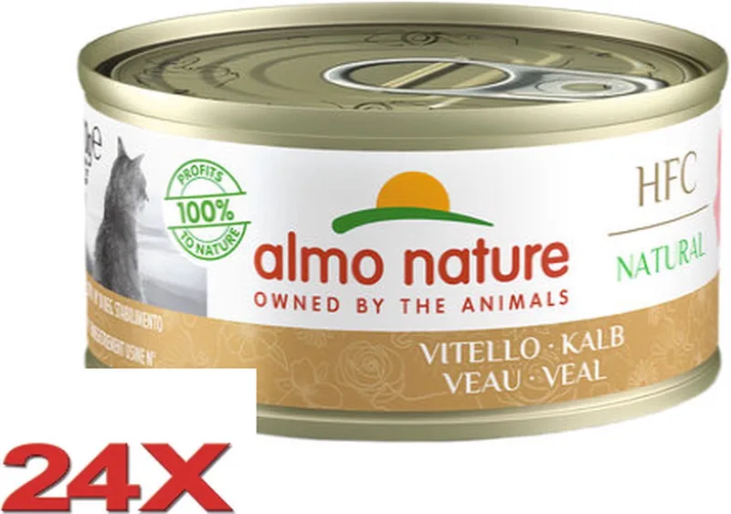 24x Almo Nature HFC - Kattenvoer Natvoer Blik - Natural - Kalf - 70g de Almo Nature – photo produit