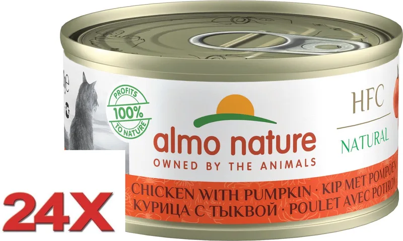 24x Almo Nature HFC - Kattenvoer Natvoer Blik - Natural - Kip & Pompoen - 70g by Almo Nature – product photo
