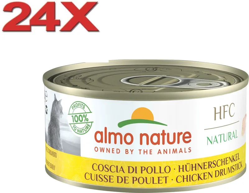 24x Almo Nature HFC - Kattenvoer Natvoer Blik - Natural - Kippenbout - 150g von Almo Nature – Produktfoto