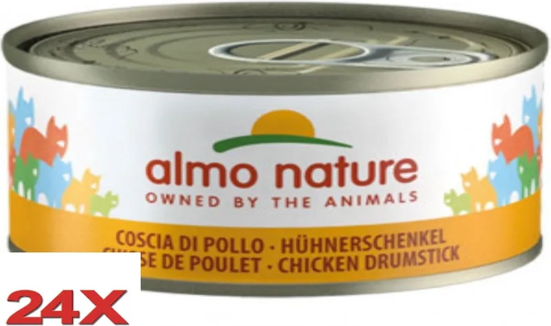 24x Almo Nature HFC - Kattenvoer Natvoer Blik - Natural - Kippenborst - 70g de Almo Nature – photo produit