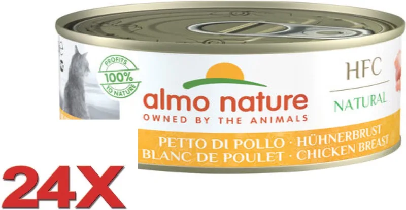 24x Almo Nature HFC - Kattenvoer Natvoer Blik - Natural - Kippenvlees - 150g de Almo Nature – photo produit