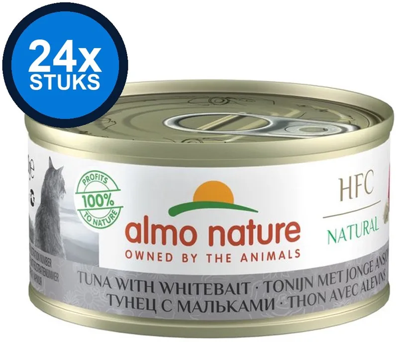 24x Almo Nature HFC - Kattenvoer Natvoer Blik - Natural - Tonijn & Jonge Ansjovis - 70g by Almo Nature – product photo