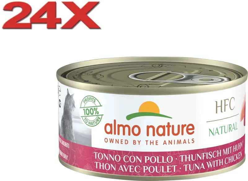 24x Almo Nature HFC - Kattenvoer Natvoer Blik - Natural - Tonijn & Kip - 150g von Almo Nature – Produktfoto