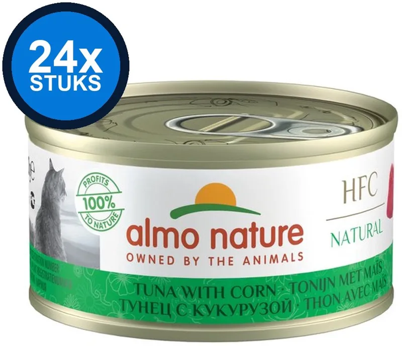 24x Almo Nature HFC - Kattenvoer Natvoer Blik - Natural - Tonijn & Maïs - 70g von Almo Nature – Produktfoto
