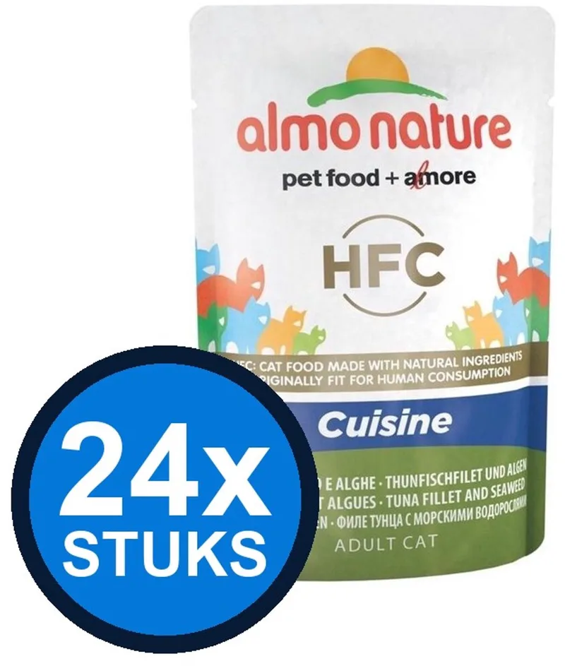 24x Almo Nature HFC - Kattenvoer Natvoer Maaltijdzakje - Cuisine - Tonijnfilet & Algen - 55g by Almo Nature – product photo