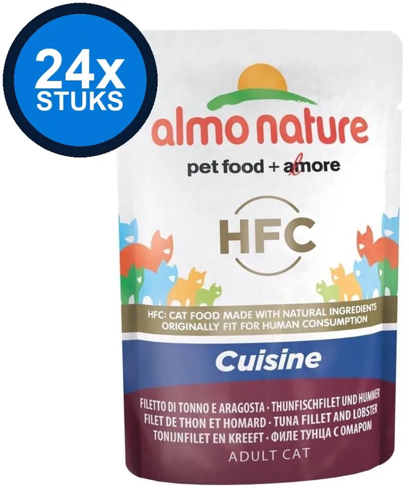 24x Almo Nature HFC - Kattenvoer Natvoer Maaltijdzakje - Cuisine - Tonijnfilet & Kreeft - 55g by Almo Nature – product photo