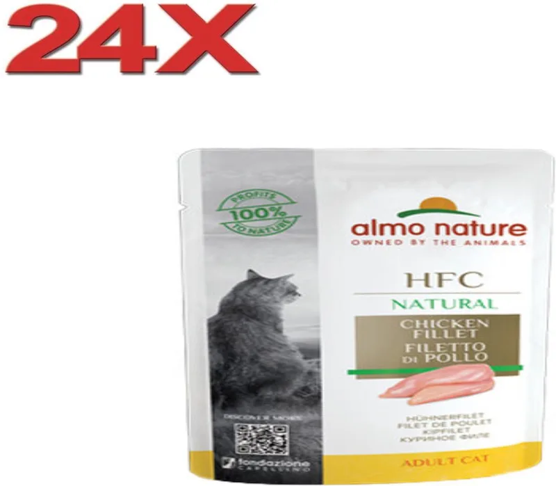 24x Almo Nature HFC - Kattenvoer Natvoer Maaltijdzakje - Natural - Kipfilet - 55g by Almo Nature – product photo