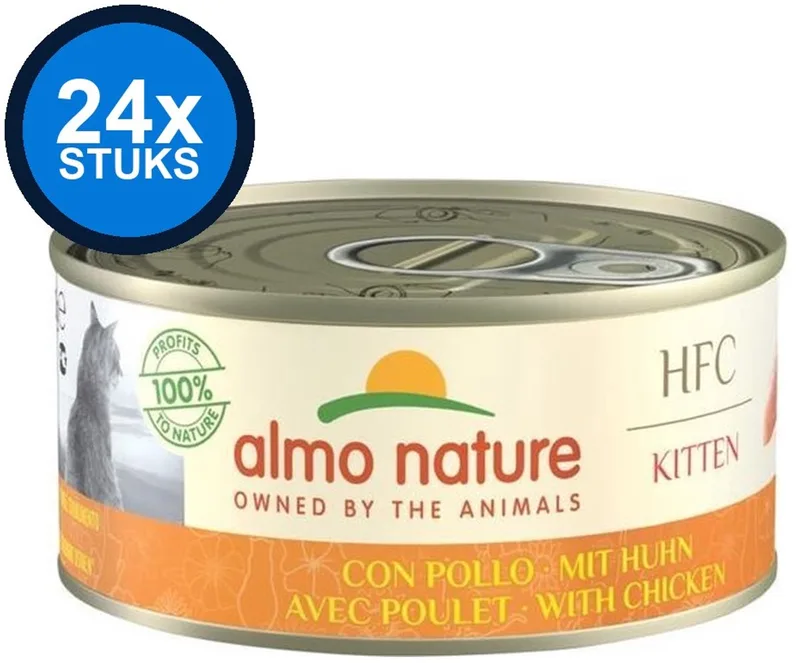 24x Almo Nature HFC - Kitten Kattenvoer Natvoer Blik - Kip - 150g de Almo Nature – photo produit