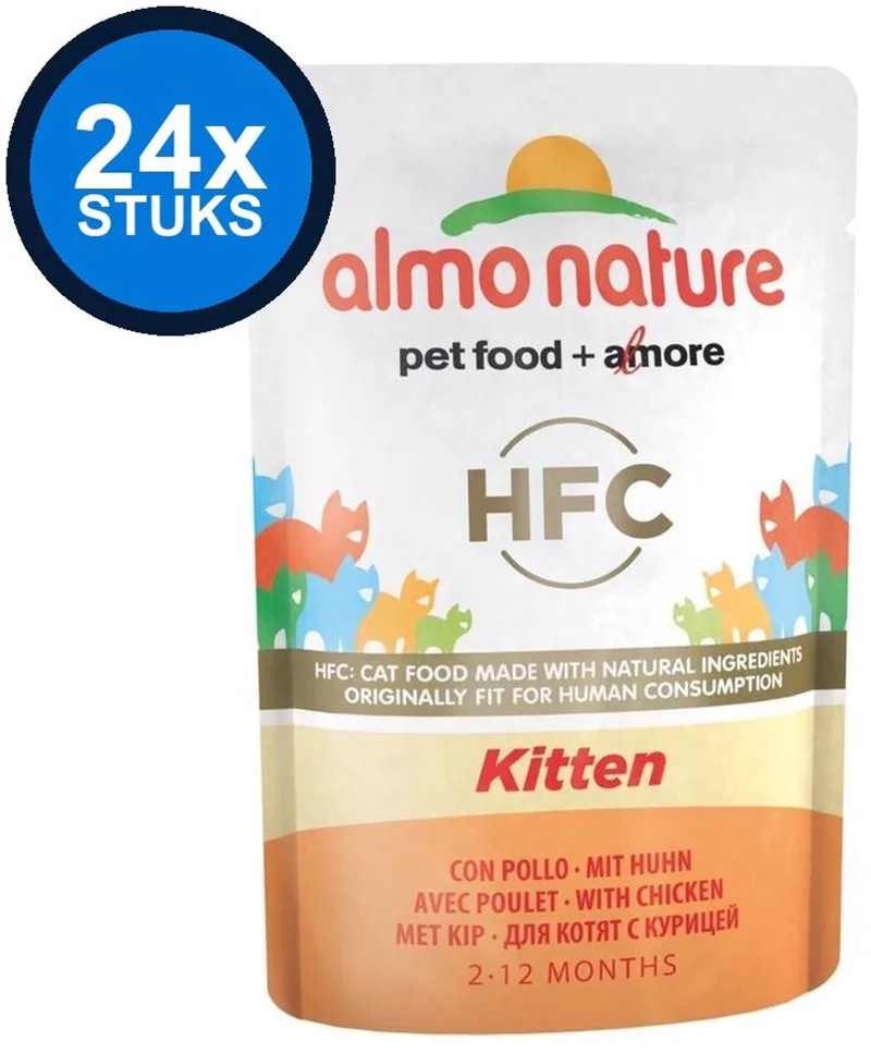 24x Almo Nature HFC - Kitten Kattenvoer Natvoer Maaltijdzakje - Cuisine - 55g de Almo Nature – photo produit