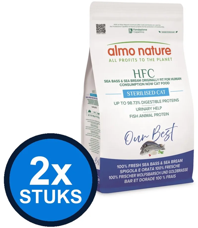 2x Almo Nature HFC Our Best - Adult Kattenvoer Droogvoer - Zeebaars & Zeebrasem - 1,2kg de Almo Nature – photo produit