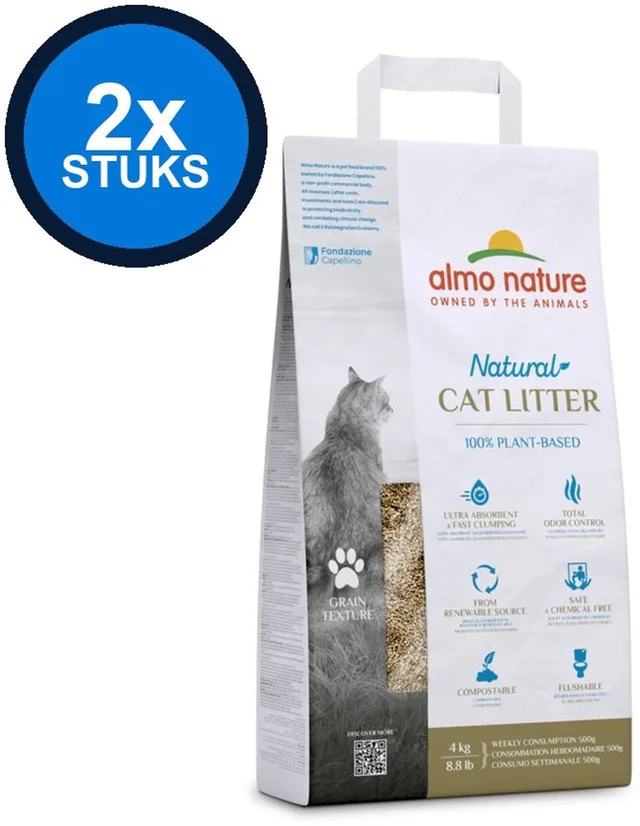 2x Almo Nature - Kattenbakvulling - Grain Texture - 4kg