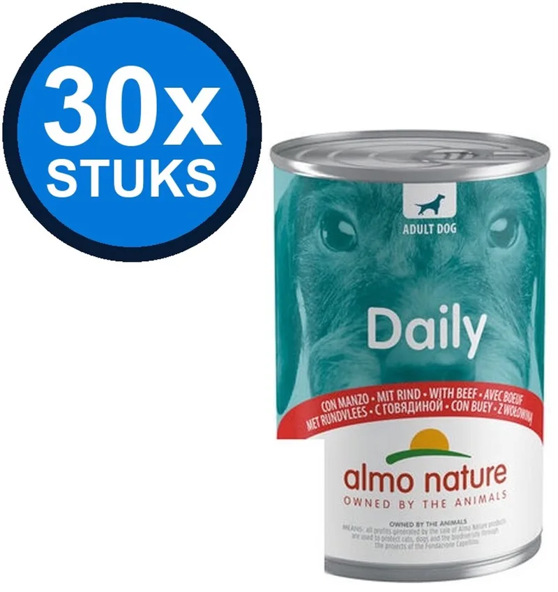 30x Almo Nature Daily - Hondenvoer Natvoer Blik - Rund - 400g de Almo Nature – photo produit