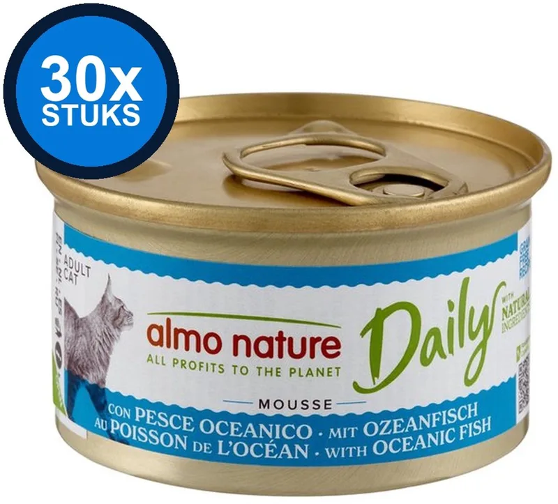 30x Almo Nature Daily - Kattenvoer Natvoer Blik - Mousse - Oceaanvis - 85g von Almo Nature – Produktfoto