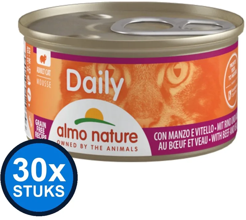 30x Almo Nature Daily - Kattenvoer Natvoer Blik - Mousse - Rund - 85g de Almo Nature – photo produit