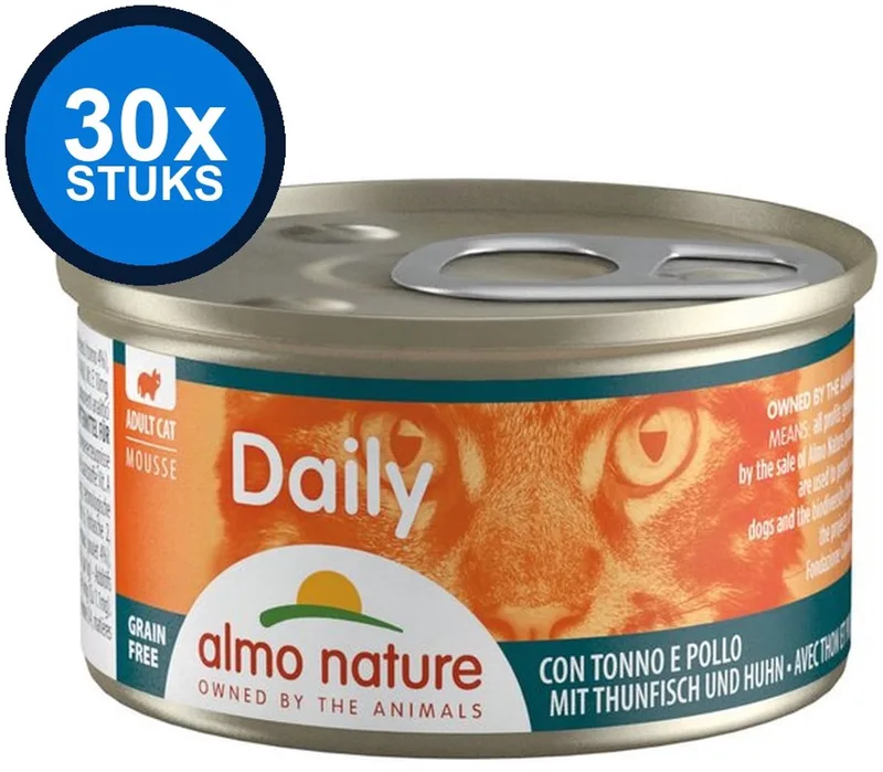 30x Almo Nature Daily - Kattenvoer Natvoer Blik - Mousse - Tonijn & Kip - 85g by Almo Nature – product photo