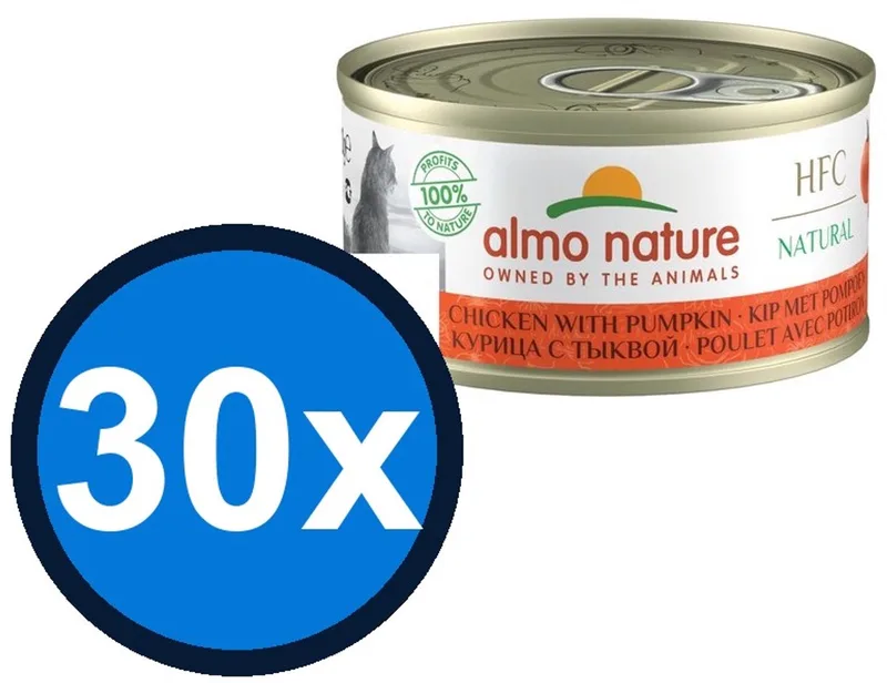 30x Almo Nature HFC - Kattenvoer Natvoer Blik - Natural - Kip & Pompoen - 70g by Almo Nature – product photo