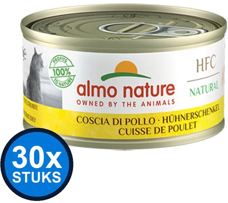 30x Almo Nature HFC - Kattenvoer Natvoer Blik - Natural - Kippenbout - 70g de Almo Nature – photo produit