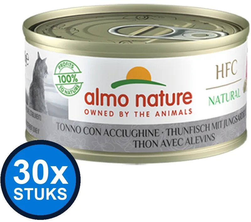 30x Almo Nature HFC - Kattenvoer Natvoer Blik - Natural - Tonijn & Jonge Ansjovis - 70g by Almo Nature – product photo