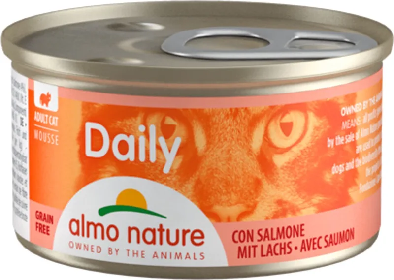 48x Almo Nature Daily Mousse Kattenvoer Nat Zalm 85 gr by Almo Nature – product photo